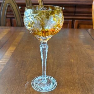 Chartreuse Nachtmann Traube amber gold cased crystal tall wine hock glass goblet